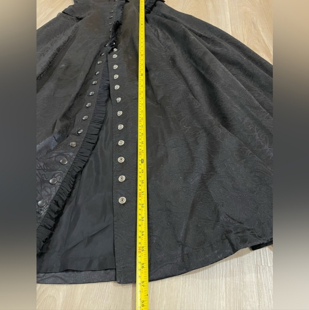 Rare Lip Service Exit To Eden Black Satin Long Lost Coat Keyhole Victorian - Picture 14 of 15